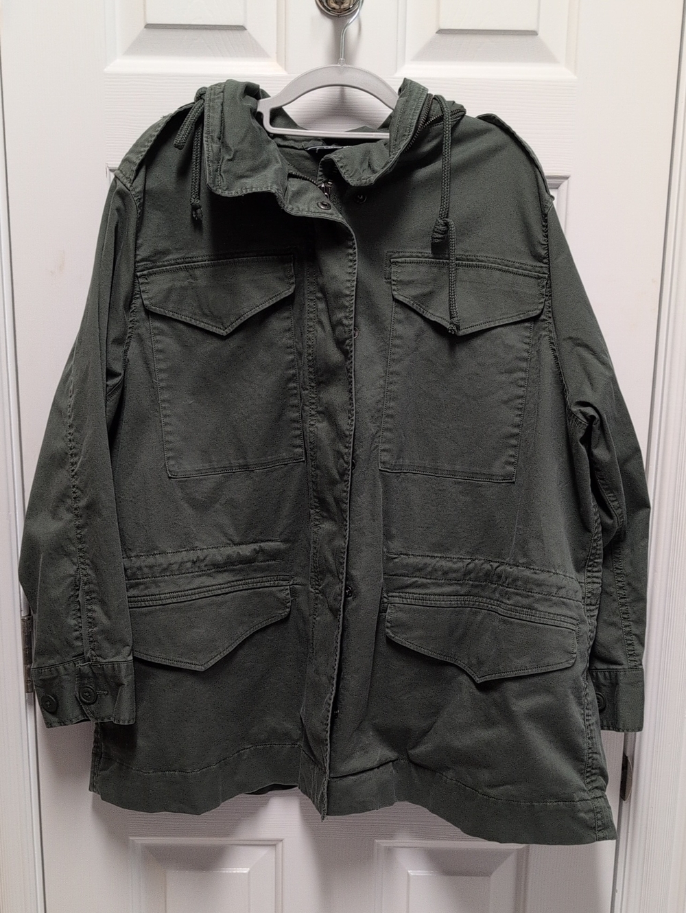 Lands' End Olive Green Utility Jacket with Hood